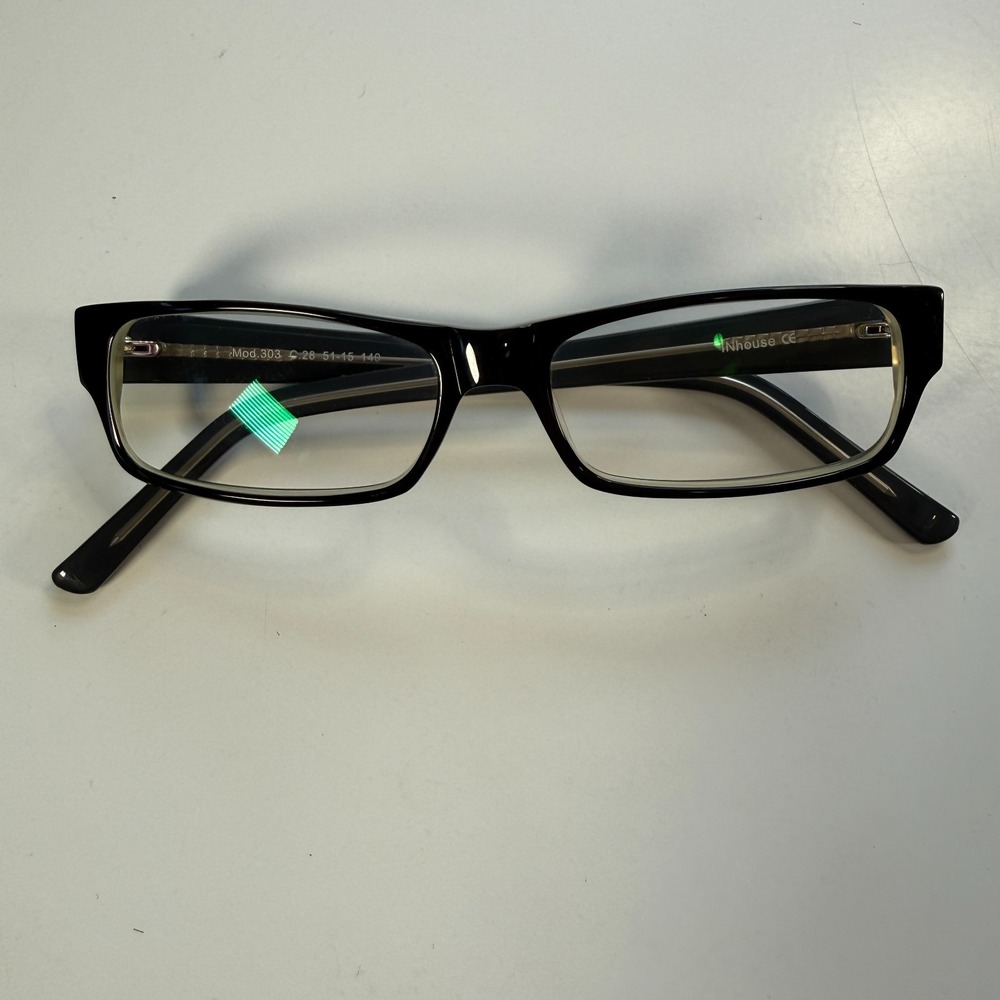 INhouse Mod Eyeglasses Frame Only 303 C28‎ 51-15-140 Black/Clear